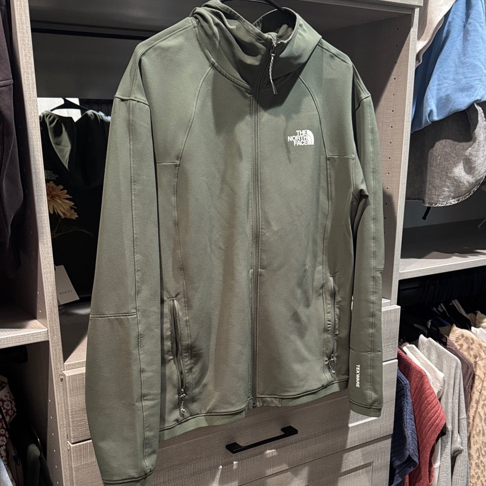 The North Face Men's Olive Green Lightweight Fleece Jacket